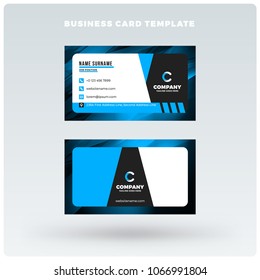 Double-sided horizontal business card template with abstract background. Vector mockup illustration. Stationery design