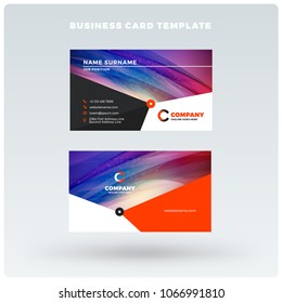 Double-sided horizontal business card template with abstract background. Vector mockup illustration. Stationery design