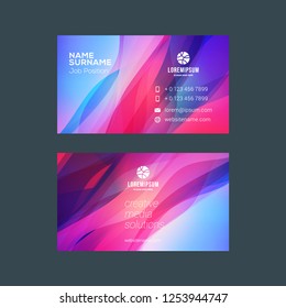 Double-sided horizontal business card template with abstract background. Vector mockup illustration. Stationery design
