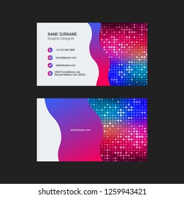 Double-sided horizontal business card template with abstract background. Vector mockup illustration. Stationery design