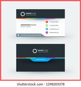 Double-sided horizontal business card template. Vector mockup illustration. Stationery design