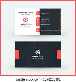 Double-sided horizontal business card template. Vector mockup illustration. Stationery design