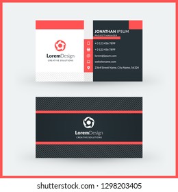 Double-sided horizontal business card template. Vector mockup illustration. Stationery design