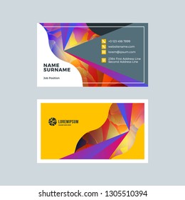 Double-sided horizontal business card template with abstract background. Vector mockup illustration. Stationery design