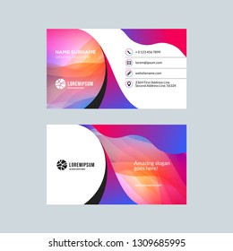 Double-sided horizontal business card template with abstract background. Vector mockup illustration. Stationery design