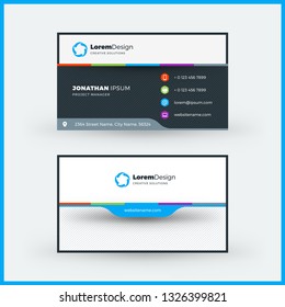 Double-sided horizontal business card template. Vector mockup illustration. Stationery design