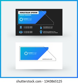 Double-sided horizontal business card template. Vector mockup illustration. Stationery design