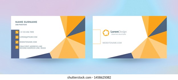 Double-sided horizontal business card template. Vector mockup illustration. Stationery design. Halftone texture
