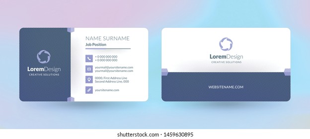 Double-sided horizontal business card template. Vector mockup illustration. Stationery design. Halftone texture