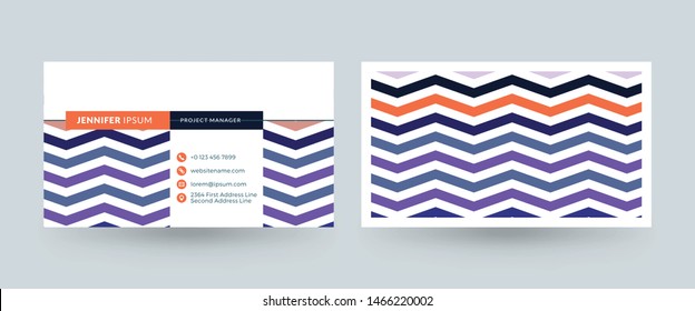 Double-sided horizontal business card template with cute floral background. Vector mockup illustration. Stationery design