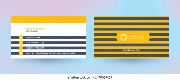 Double-sided horizontal business card template. Vector mockup illustration. Stationery design. Halftone texture