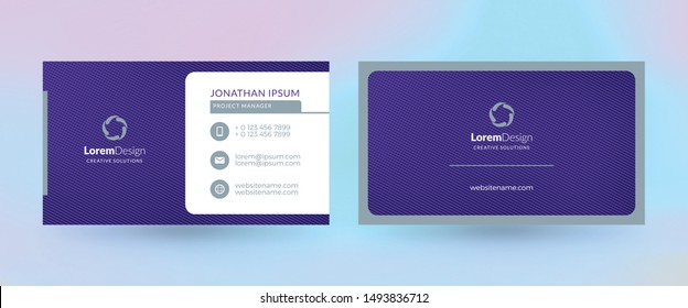 Double-sided horizontal business card template. Vector mockup illustration. Stationery design. Halftone texture
