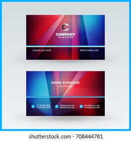 Double-sided horizontal business card template. Vector mockup illustration. Stationery design