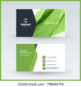 Double-sided horizontal business card template. Vector mockup illustration. Stationery design