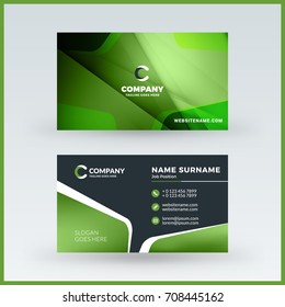 Double-sided horizontal business card template. Vector mockup illustration. Stationery design