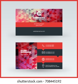 Double-sided horizontal business card template. Vector mockup illustration. Stationery design