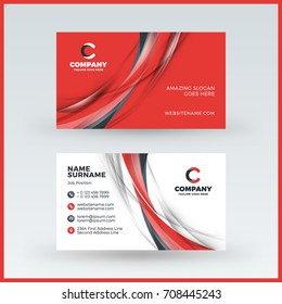 Double-sided horizontal business card template. Vector mockup illustration. Stationery design