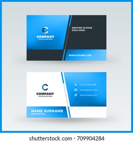 Double-sided horizontal business card template. Vector mockup illustration. Stationery design