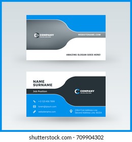 Double-sided horizontal business card template. Vector mockup illustration. Stationery design