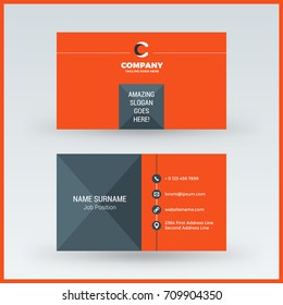 Double-sided horizontal business card template. Vector mockup illustration. Stationery design