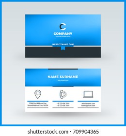 Double-sided horizontal business card template. Vector mockup illustration. Stationery design