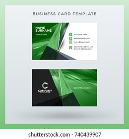 Double-sided horizontal business card template with abstract background. Vector mockup illustration. Stationery design