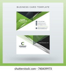 Double-sided horizontal business card template with abstract background. Vector mockup illustration. Stationery design