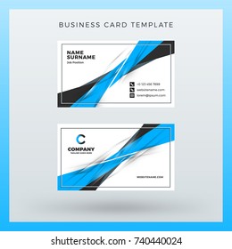 Double-sided horizontal business card template with abstract background. Vector mockup illustration. Stationery design