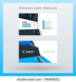 Double-sided horizontal business card template with abstract background. Vector mockup illustration. Stationery design