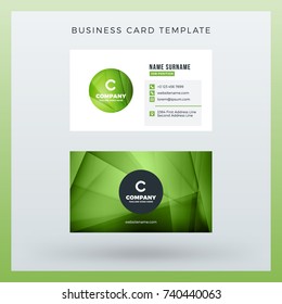 Double-sided horizontal business card template with abstract background. Vector mockup illustration. Stationery design