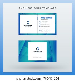 Double-sided Horizontal Business Card Template With Abstract Background. Vector Mockup Illustration. Stationery Design