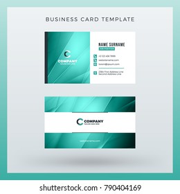 Double-sided horizontal business card template with abstract background. Vector mockup illustration. Stationery design