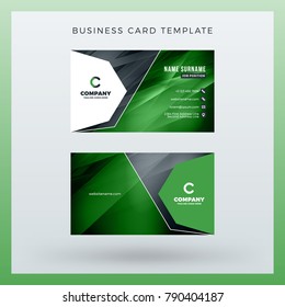 Double-sided horizontal business card template with abstract background. Vector mockup illustration. Stationery design