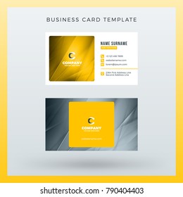 Double-sided horizontal business card template with abstract background. Vector mockup illustration. Stationery design