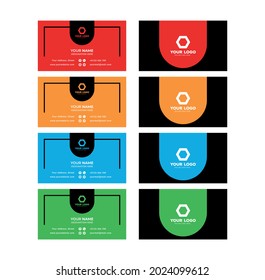 Double-sided Horizontal Corporate Business Card Design for Commercial Use. Clean and Simple Vector Professional and Creative Business Card Flat Stationery Template Design.