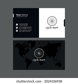 Double-sided Horizontal Cycle Business Card Design for Commercial Use. Clean and Simple Vector Professional and Creative Corporate Business Card Flat Stationery Template Design.