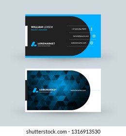Double-sided horizontal modern business card template. Vector mockup illustration. Stationery design
