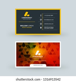 Double-sided horizontal modern business card template. Vector mockup illustration. Stationery design