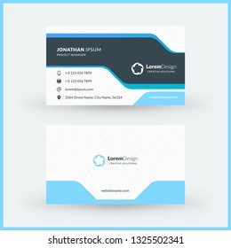 Double-sided horizontal modern business card template. Vector mockup illustration. Stationery design