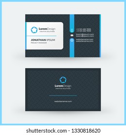 Double-sided horizontal modern business card template. Vector mockup illustration. Stationery design