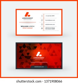 Double-sided horizontal modern business card template. Vector mockup illustration. Stationery design