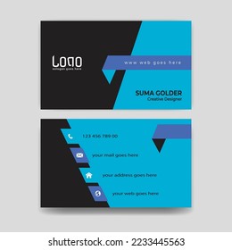 Double-sided horizontal modern business card template. Stationery Design. Vector mockup illustrationDouble-sided horizontal modern business card template. Stationery Design. Vector mockup illustration