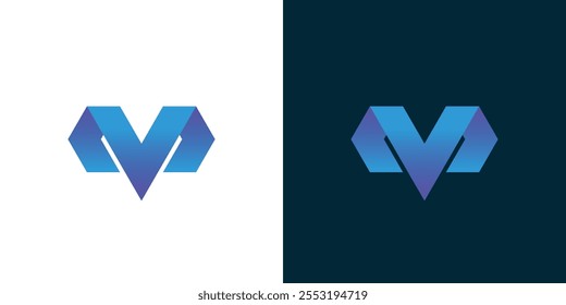 Double-sided M MP PM abstract logo, technology logo
