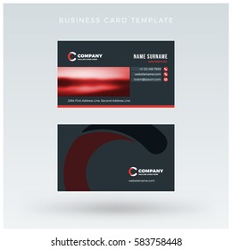 Double-sided Red Business Card Template. Vector Illustration. Stationery Design