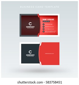 Double-sided Red Business Card Template. Vector Illustration. Stationery Design