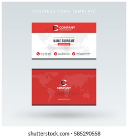 Double-sided Red Business Card Template. Vector Illustration. Stationery Design
