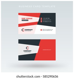 Double-sided Red Business Card Template. Vector Illustration. Stationery Design