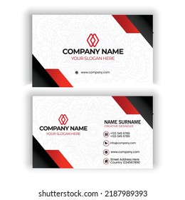 Double-sided red modern creative business card and name card,horizontal simple clean template vector design, layout in rectangle size vector illustration .