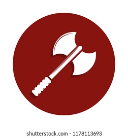 Double-sided tactical ax icon in badge style. One of Fight collection icon can be used for UI, UX