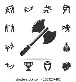 Double-sided tactical ax icon. Set of Cfight and sparring element icons. Premium quality graphic design. Signs and symbols collection icon for websites, web design, mobile app on white background